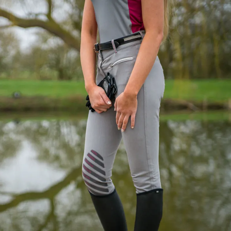 Hy Equestrian Mizs Arabella Breeches - Pink/Dolphin Grey