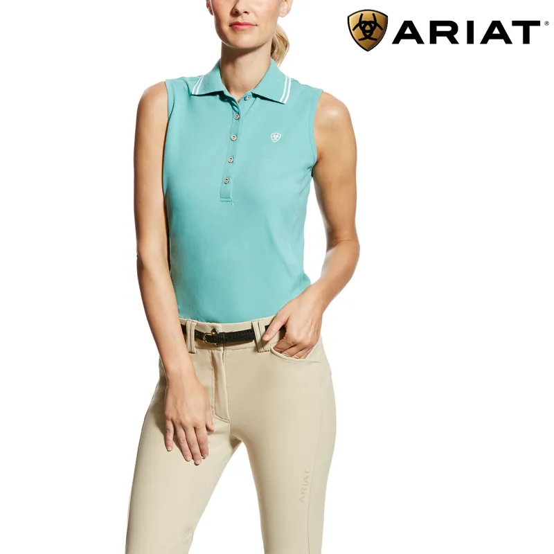Ariat Ladies Prix Sleeveless Polo Shirt - Cold Plunge