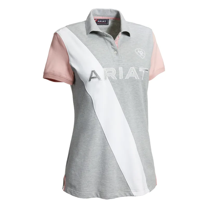 Ariat Taryn Polo Shirt - Heather Grey/Bridal Rose