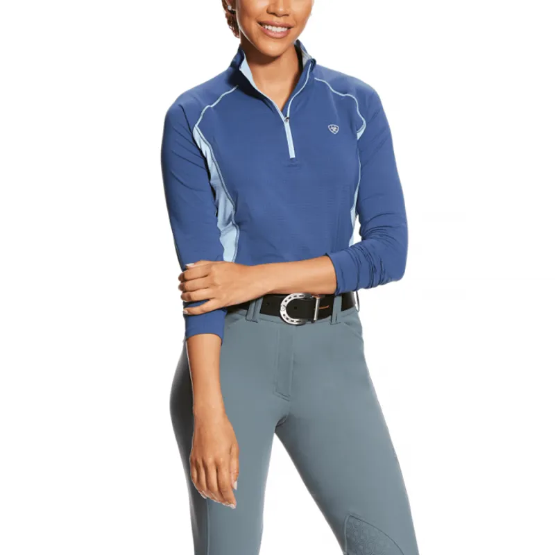 Ariat Womens Tri Factor 1/4 Zip - Indigo Fade