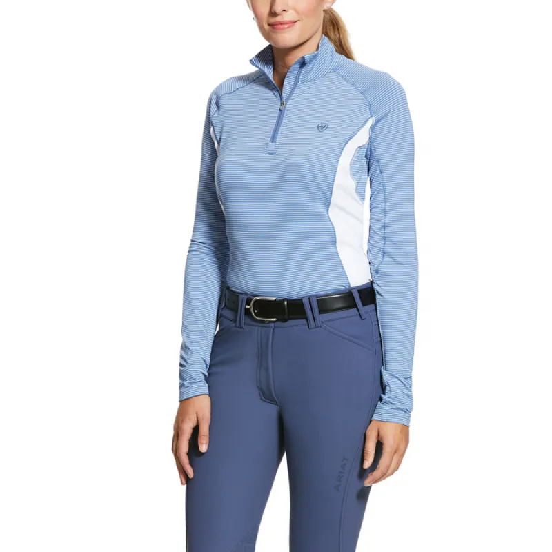 Ariat Womens Tri Factor 1/4 Zip Baselayer - Blue Heather