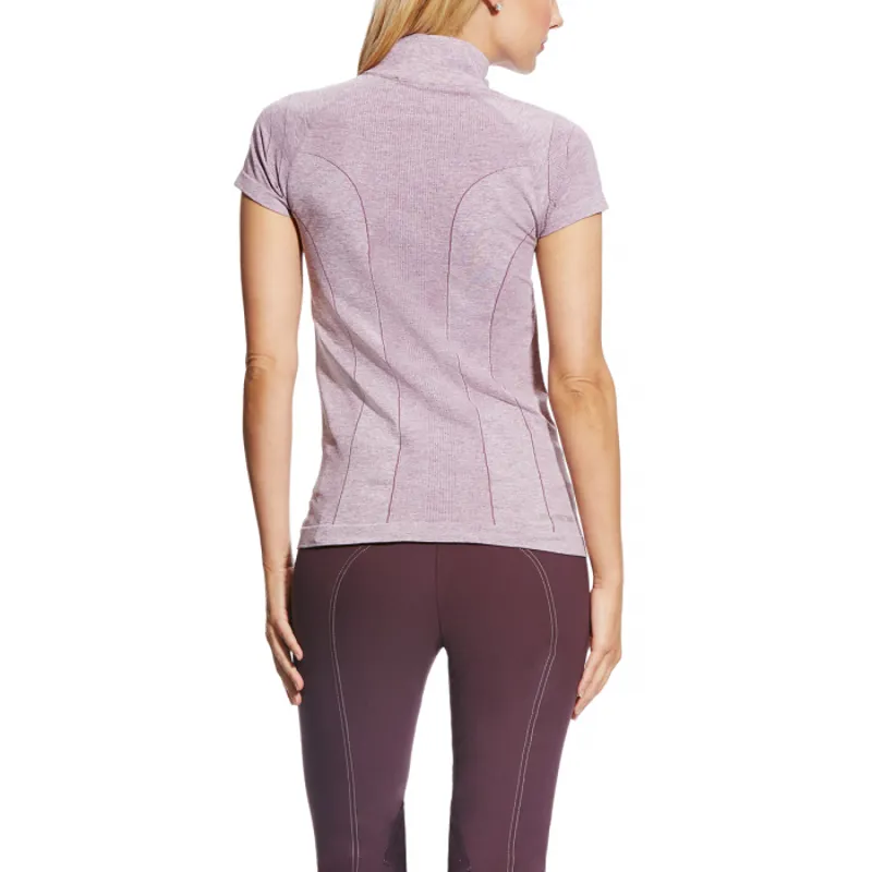 Ariat Odyssey Ladies 1/4 Zip Seamless Base Layer - Plum Shadow Heather-1