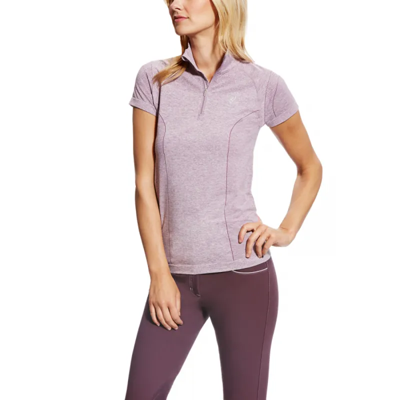 Ariat Odyssey Ladies 1/4 Zip Seamless Base Layer - Plum Shadow Heather