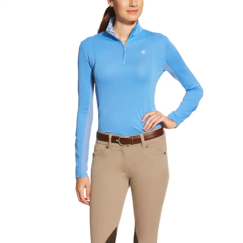 Ariat Sunstopper 1/4 Zip Ladies Top - Dutch Blue