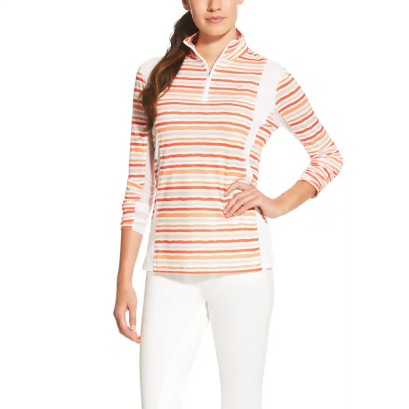 Ariat Sunstopper 1/4 Zip Ladies Top - Brush Stroke Stripe