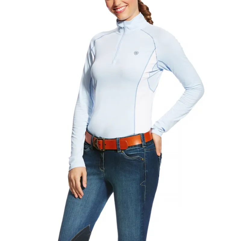 Ariat Womens TRI Factor 1/4 Zip Top - Blue Cloud Stripe