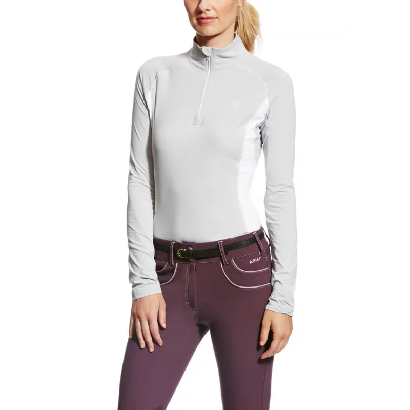 Ariat Womens TRI Factor 1/4 Zip Top - Silver Grey