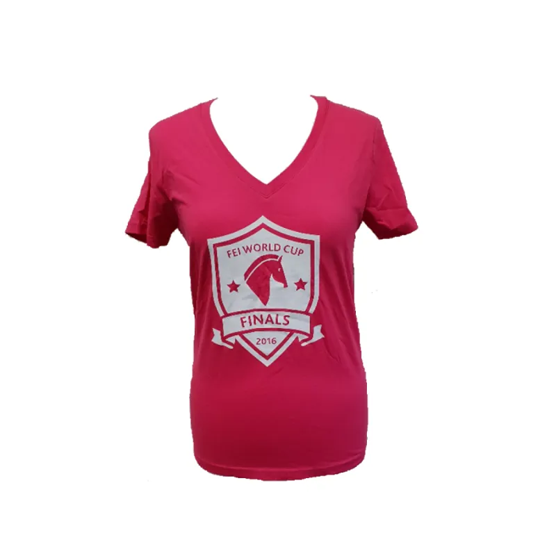 Ariat Ladies FEI V Neck Finals T-Shirt - Dark Pink
