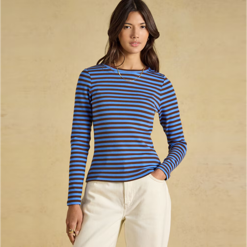 Joules Ladies Sophie T-Shirt - Blue/Brown