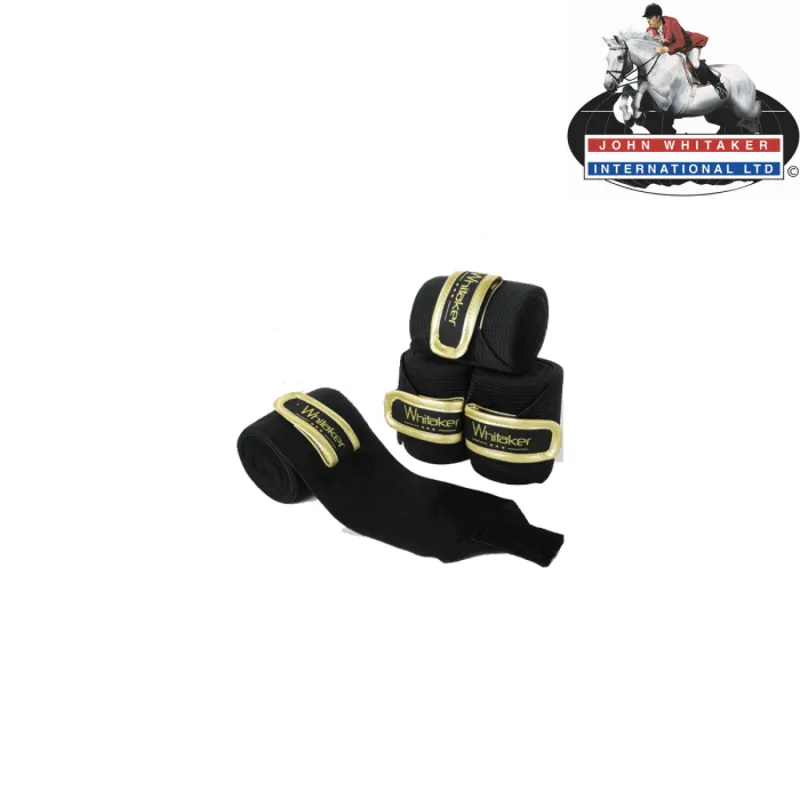 John Whitaker Thornton Elastic Fleece Bandages - Black and Gold 