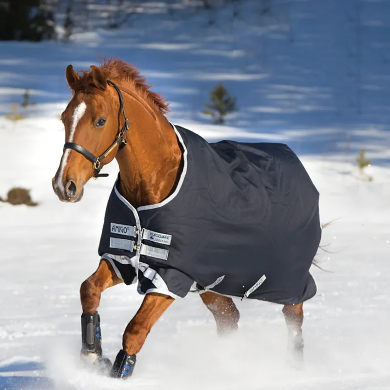 Horseware Amigo Bravo 12 Medium Turnout Rug 250g - Navy/Silver