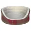 Hem and Boo Luxury Country Check Oval Dog Bed - Red Check/Sand
