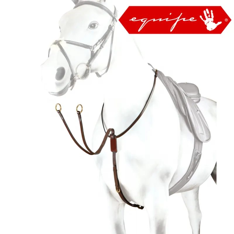 Equipe Emporio Leather Running Martingale - Brown/Gold