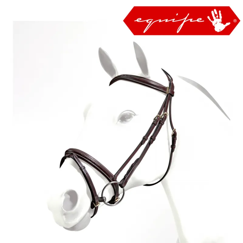 Equipe Emporio Fancy Stitch Flash Bridle - Red/Brown/Silver