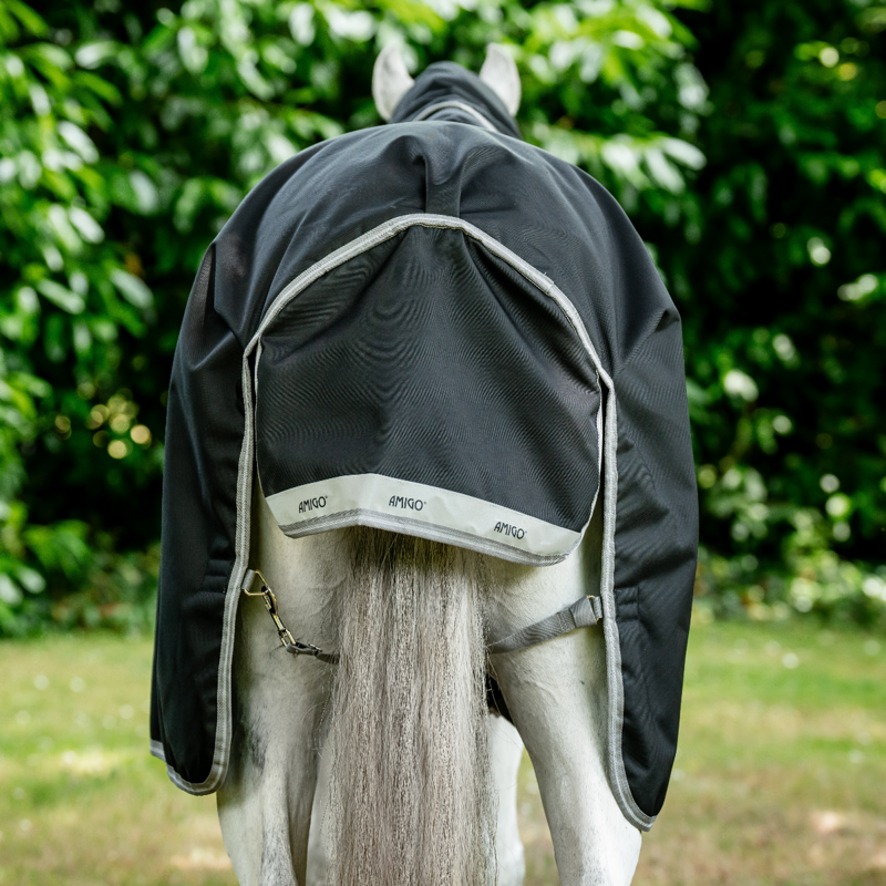 Horseware Amigo Bravo 12 Original Lite 0g Turnout Rug - Black/Titanium Grey Silver-3