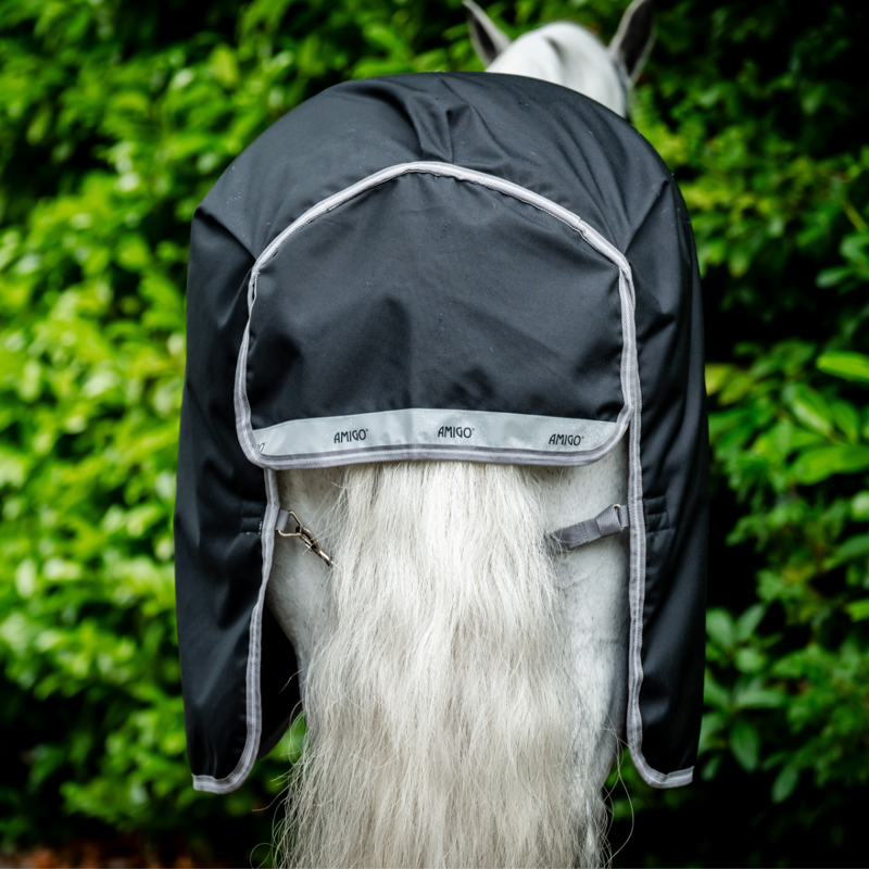 Horseware Amigo Bravo 12 Original Lite 0g Turnout Rug - Black/Titanium Grey Silver-4