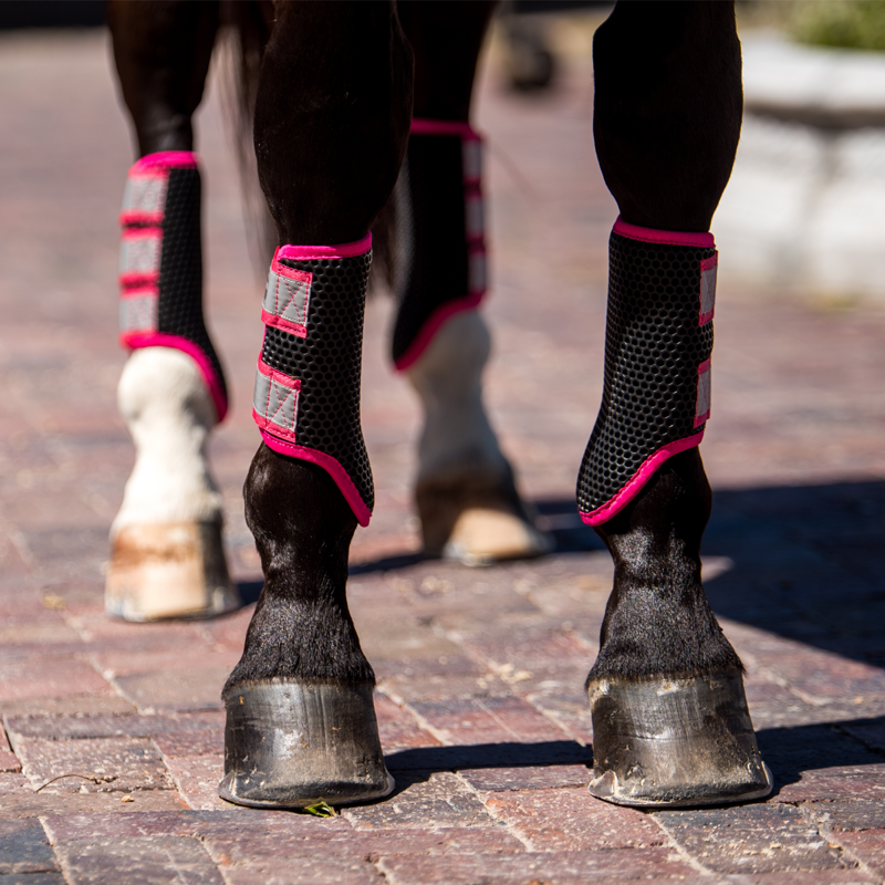 Equilibrium Tri-Zone Brushing Boots - Fluorescent Pink Straps -4