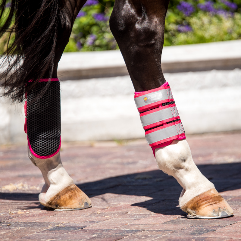 Equilibrium Tri-Zone Brushing Boots - Fluorescent Pink Straps -2