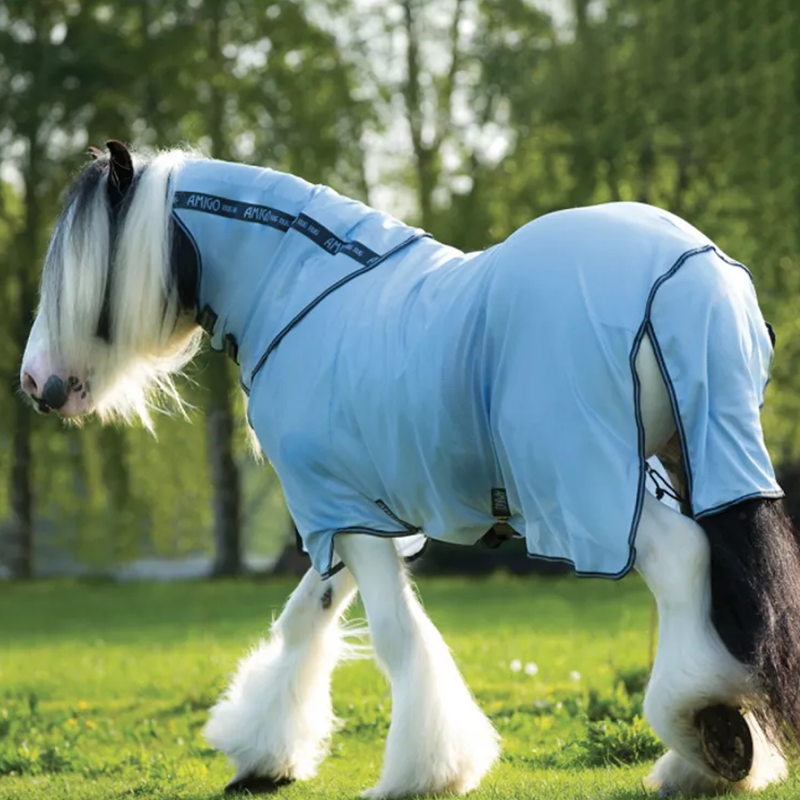 Horseware Amigo Bug Rug XL Fly Rug - Azure Blue/Gunmetal/Bluebell