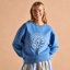 Joules Ladies Graphic Crew Sweatshirt - Blue