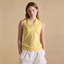 Joules Ladies Heidi Sleeveless Frill Neck Jersey Top - Lemon Yellow