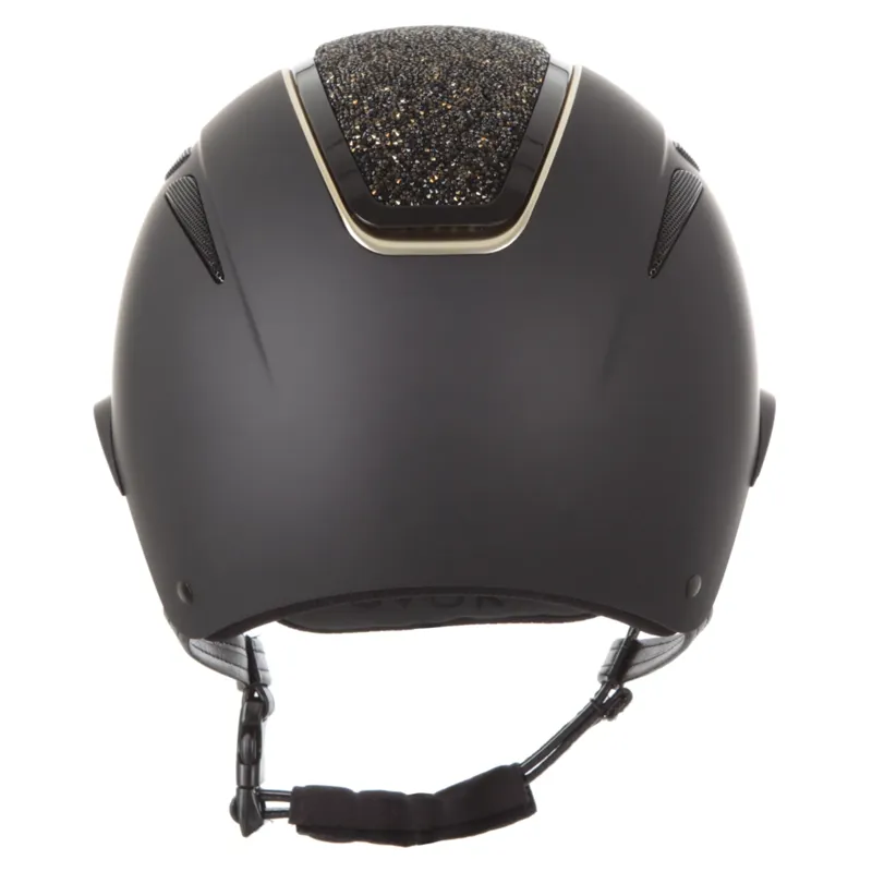 Evoke Callisto MIPS Wide Peak Riding Hat - Black/Gold Crystal-1