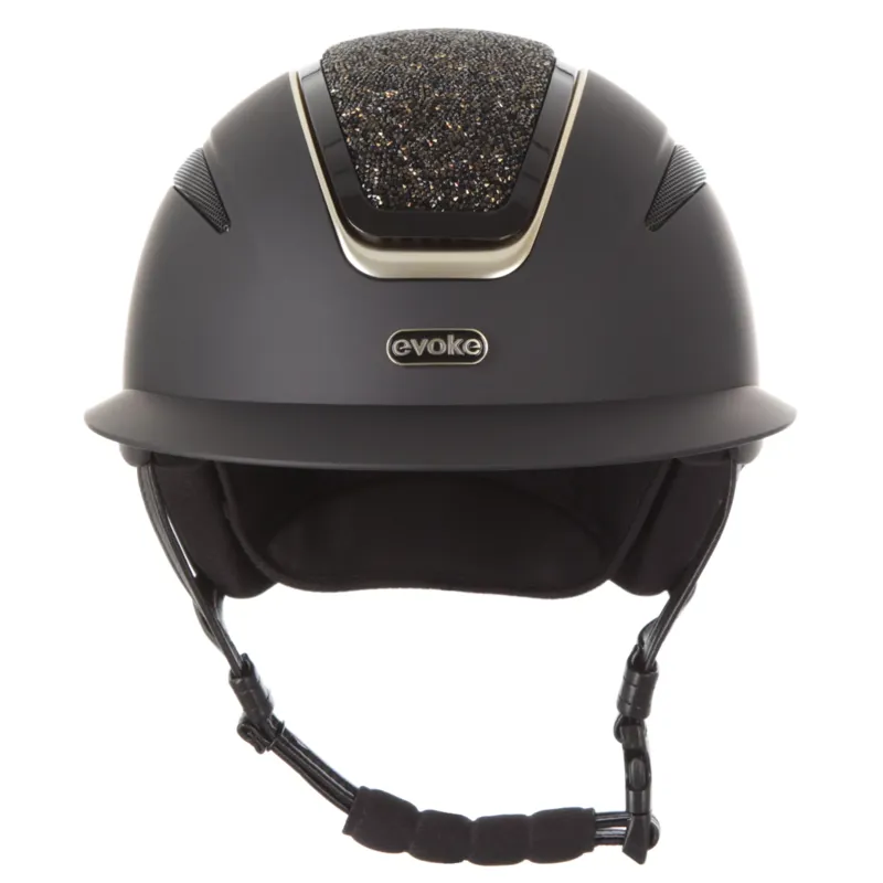 Evoke Callisto MIPS Wide Peak Riding Hat - Black/Gold Crystal-2