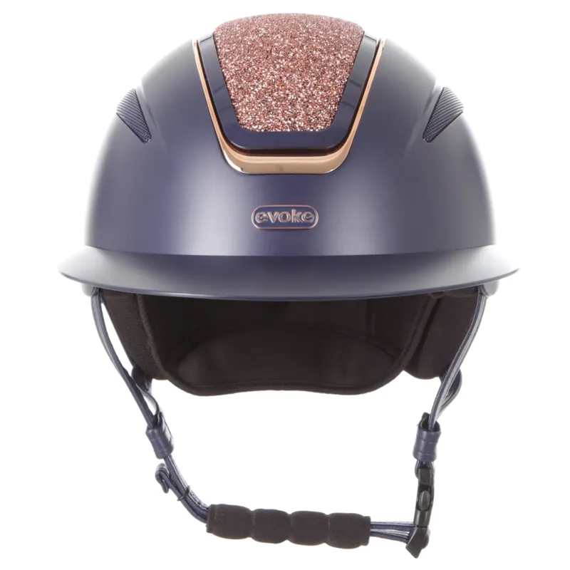 Evoke Callisto MIPS Wide Peak Riding Hat - Navy/Rose Gold Crystal-2