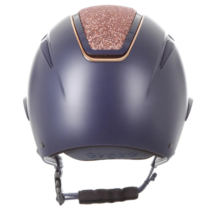 Evoke Callisto MIPS Wide Peak Riding Hat - Navy/Rose Gold Crystal-3