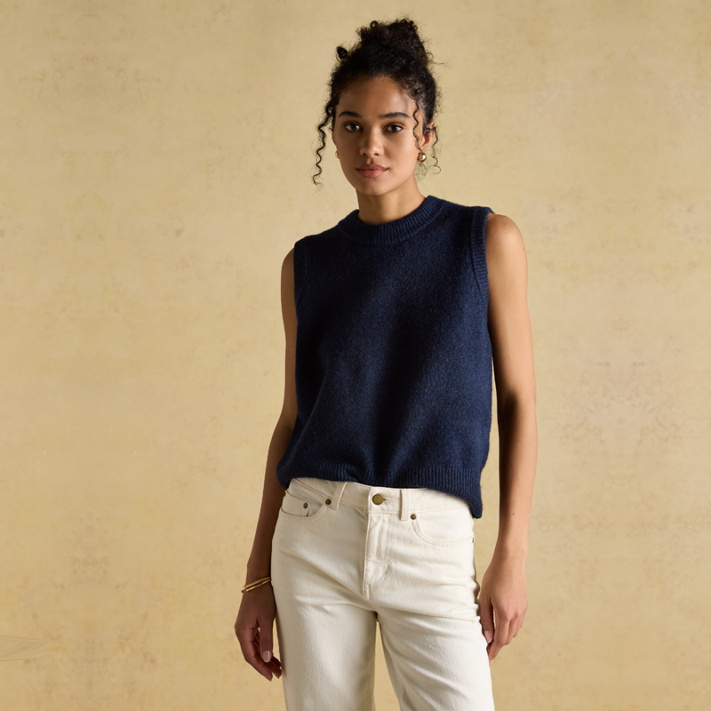 Joules Ladies Holly Knitted Crew Neck Vest - Navy
