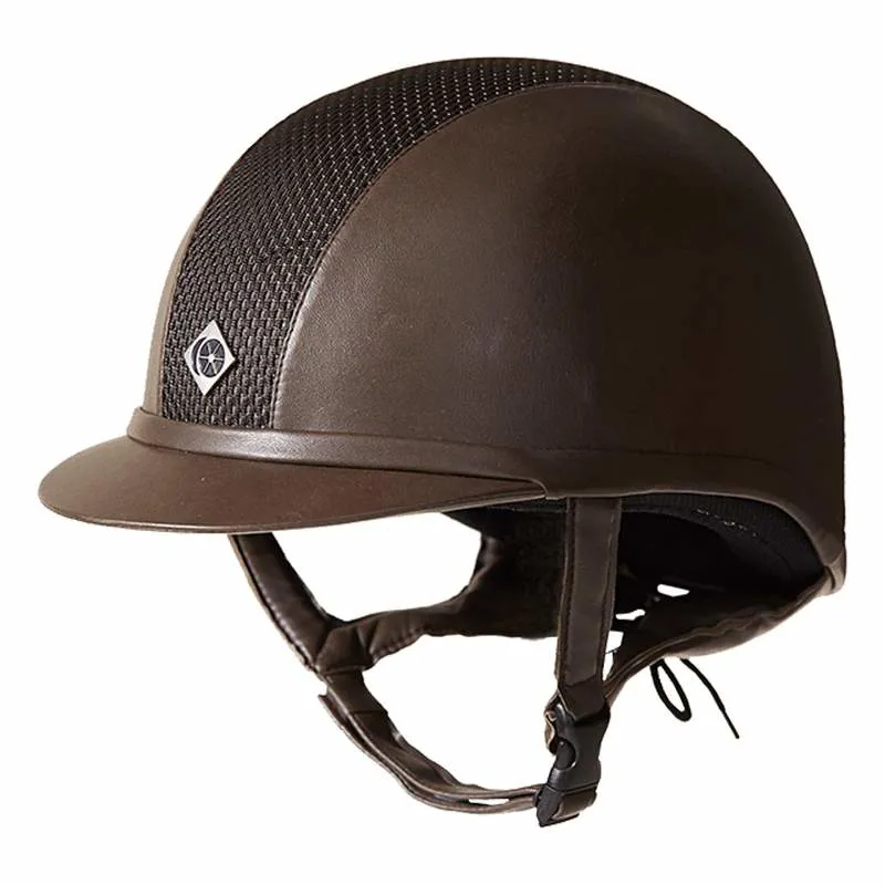 Charles Owen AYR8 Leather Look Plus Riding Hat - 56cm and Above - Brown 