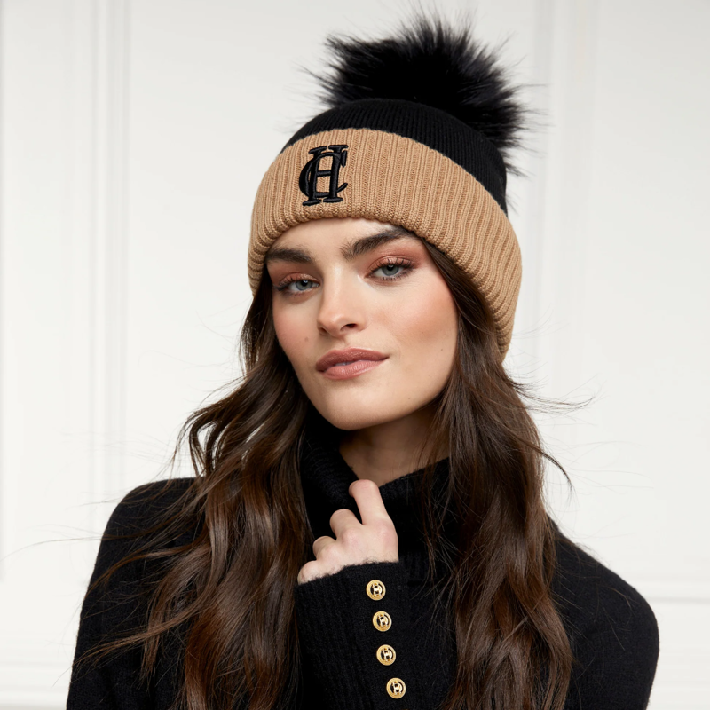 Holland Cooper Chelsea Merino Bobble Hat - Black-1