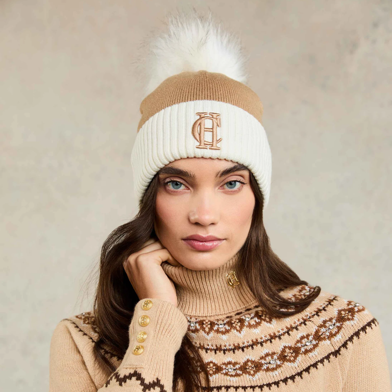 Holland Cooper Chelsea Merino Bobble Hat - Camel-1