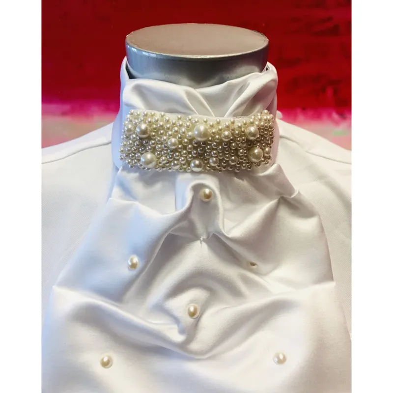 ShowQuest Contessa Pearls Ready Tied Stock - White
