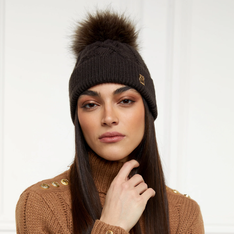 Holland Cooper Cortina Bobble Hat - Chocolate Mink-2