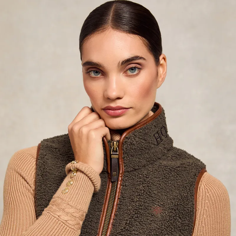 Holland Cooper Country Fleece Gilet - Khaki Borg-6