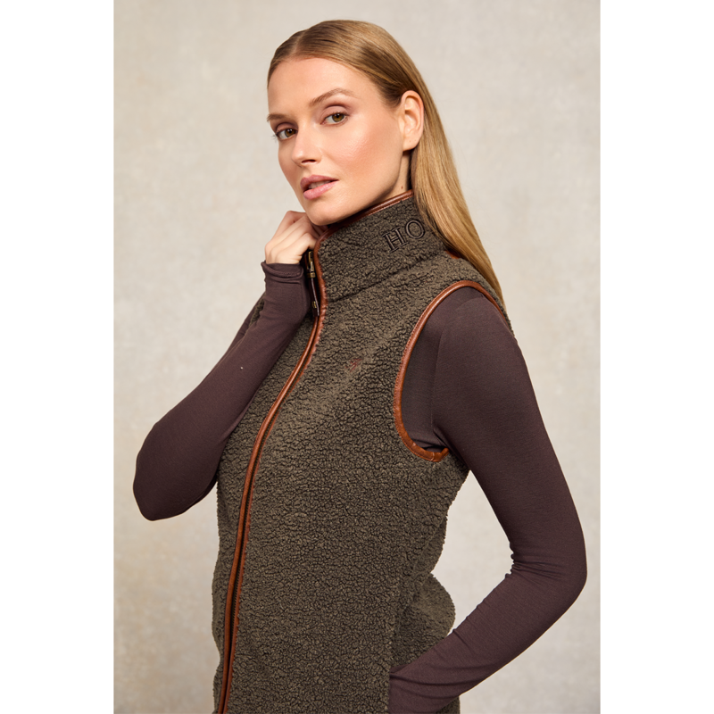 Holland Cooper Country Fleece Gilet - Khaki Borg-3