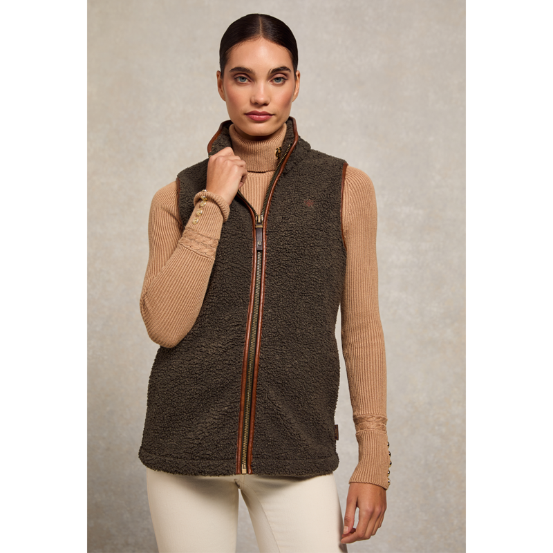 Holland Cooper Country Fleece Gilet - Khaki Borg-2