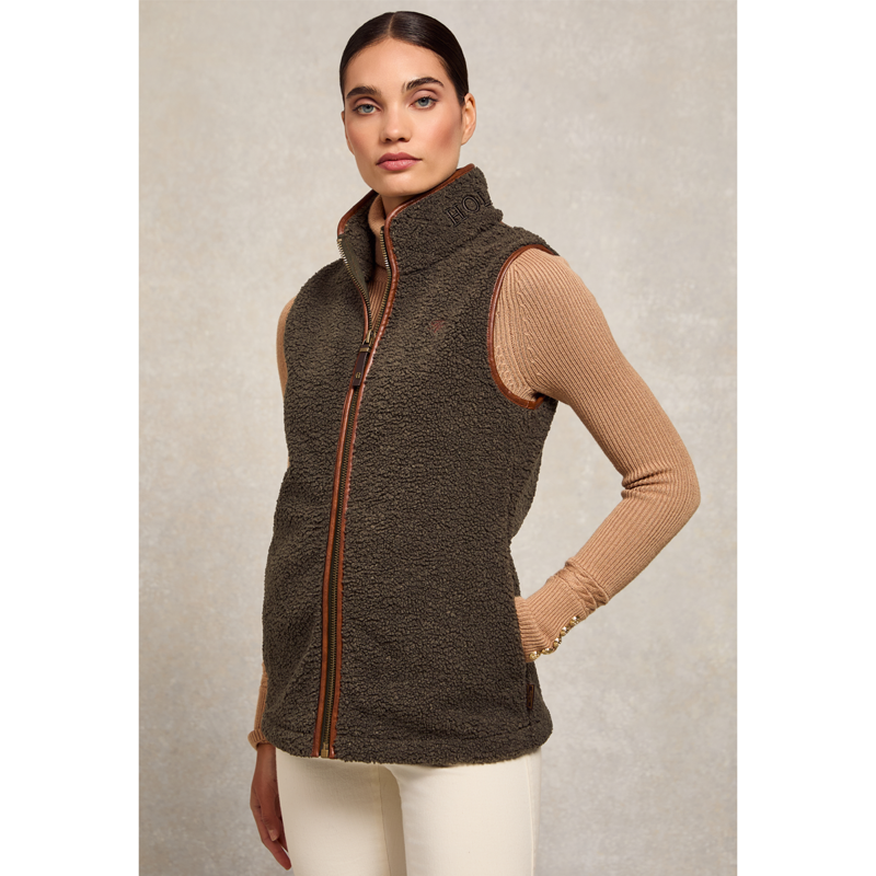 Holland Cooper Country Fleece Gilet - Khaki Borg-1