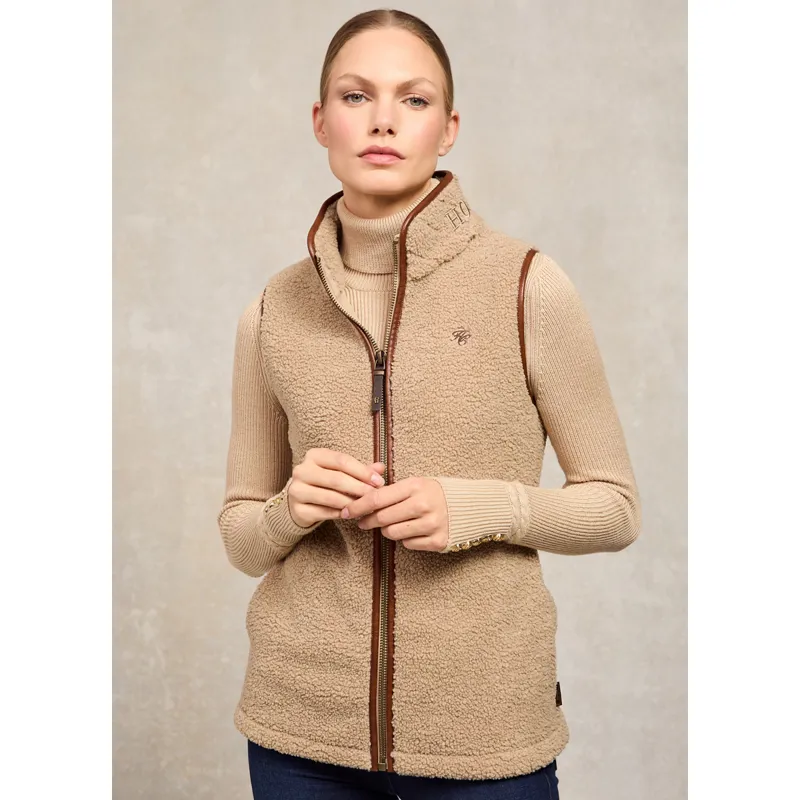 Holland Cooper Country Fleece Gilet - Natural Borg