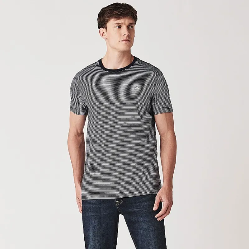 Crew Clothing Company Mens Fine Stripe Tee - White/Navy-1