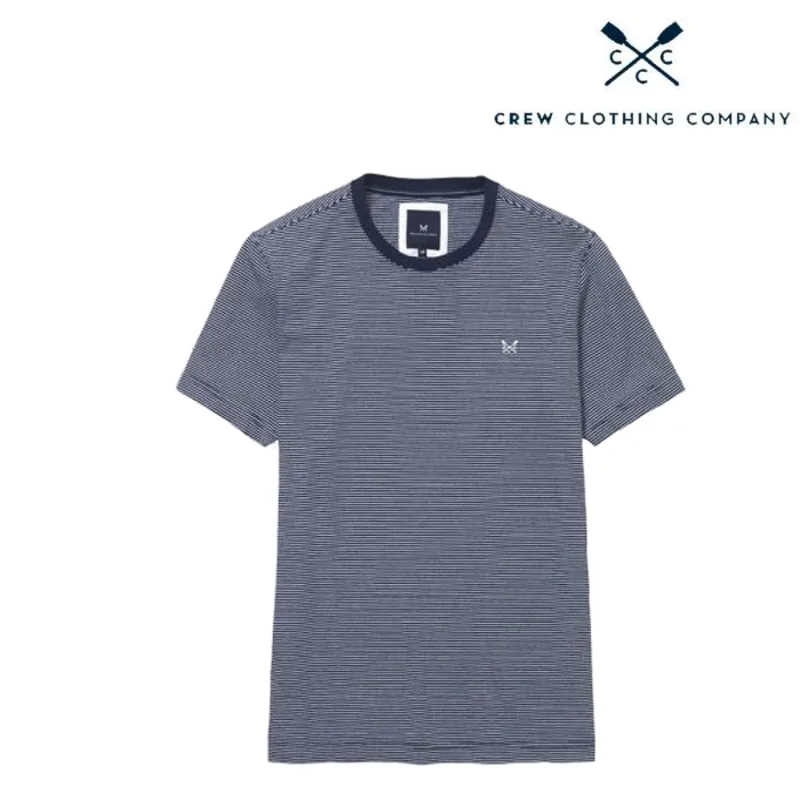 Crew Clothing Company Mens Fine Stripe Tee - White/Navy