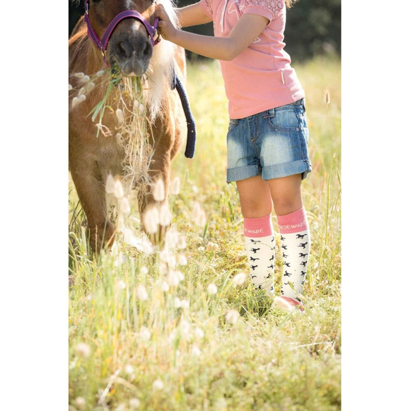Horseware Kids 2 Pack Knee Socks  - Rosette Pink-1