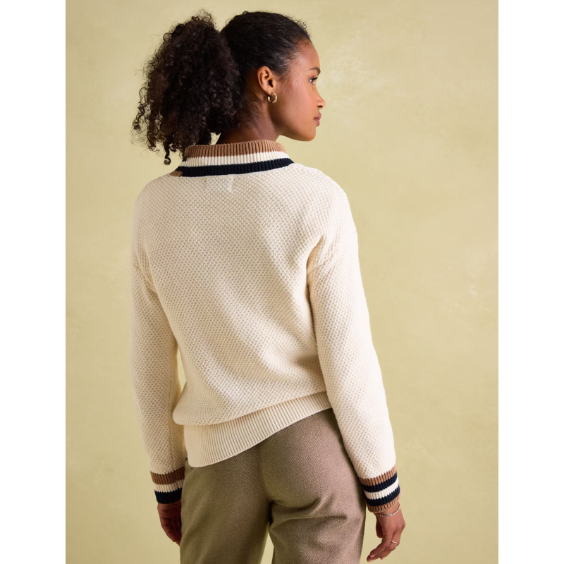 Joules Ladies Dawson Cable Knit Cricket Jumper - Creme-2
