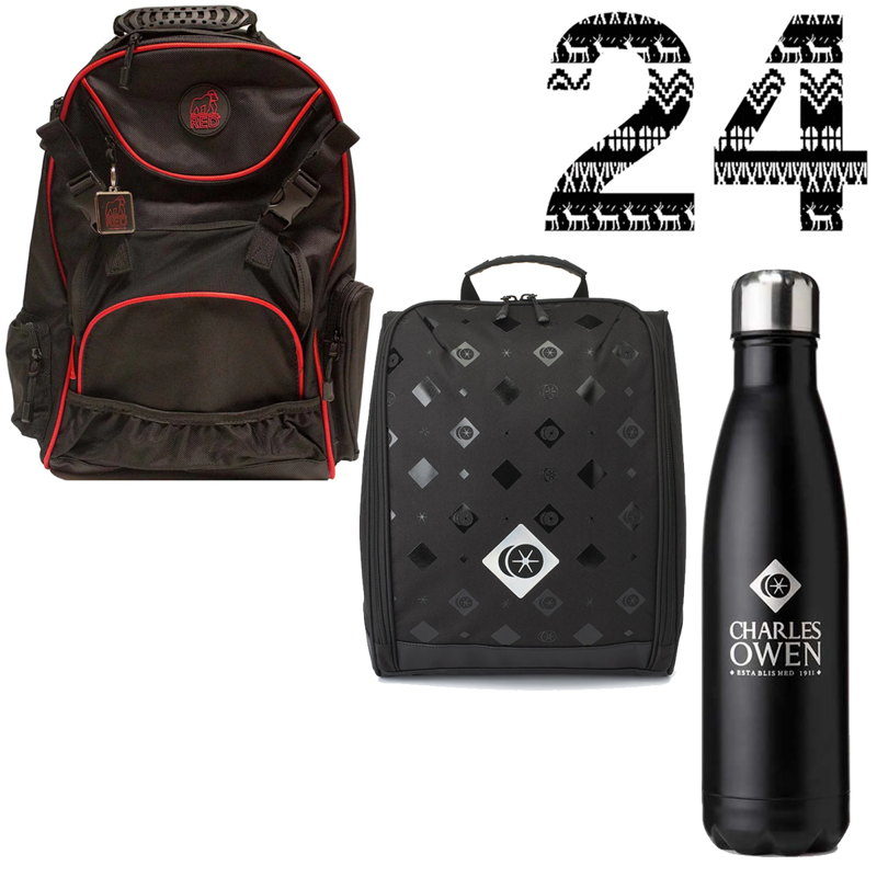 Advent Day 24 - Charles Owen Convertible Hat Bag and Water Bottle and Red Gorilla Backpack