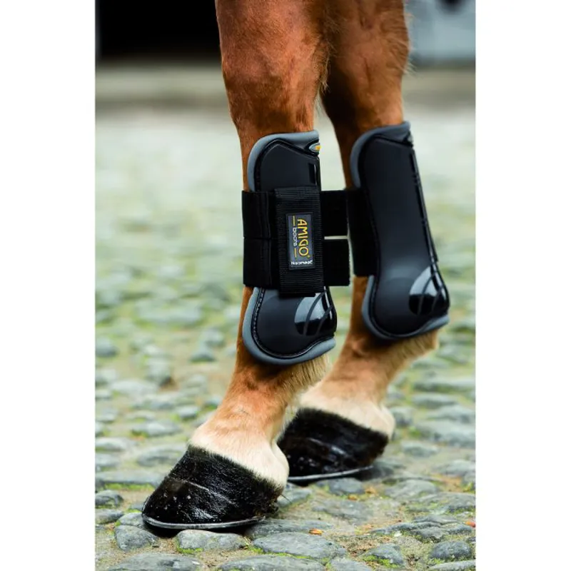 Horseware Amigo Tendon and Fetlock Boots Set - Black/Charcoal-1