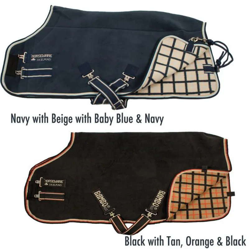 Horseware Rambo Deluxe Fleece Cooler Rug - Black/Tan/Orange