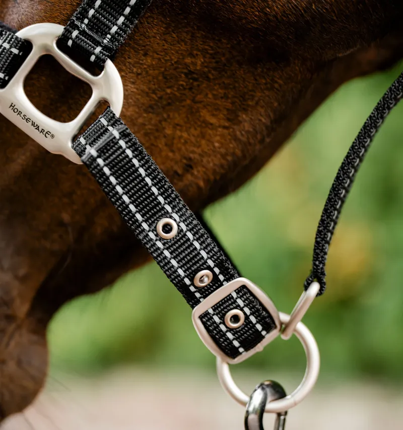 Horseware FieldSafe Headcollar - Black/Reflective/Black-1