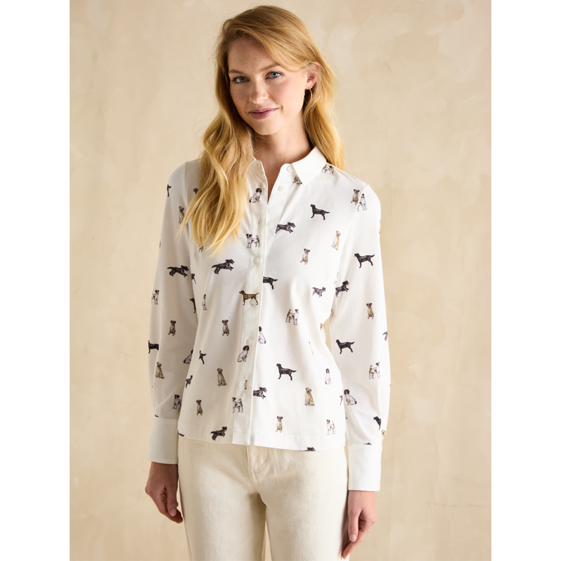 Joules Ladies Burlington Eleanor Tomlinson Jersey Shirt - Dogs Print-1