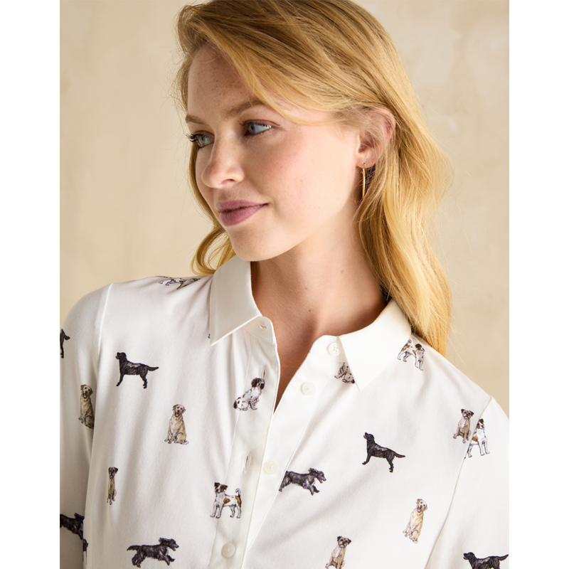 Joules Ladies Burlington Eleanor Tomlinson Jersey Shirt - Dogs Print-4